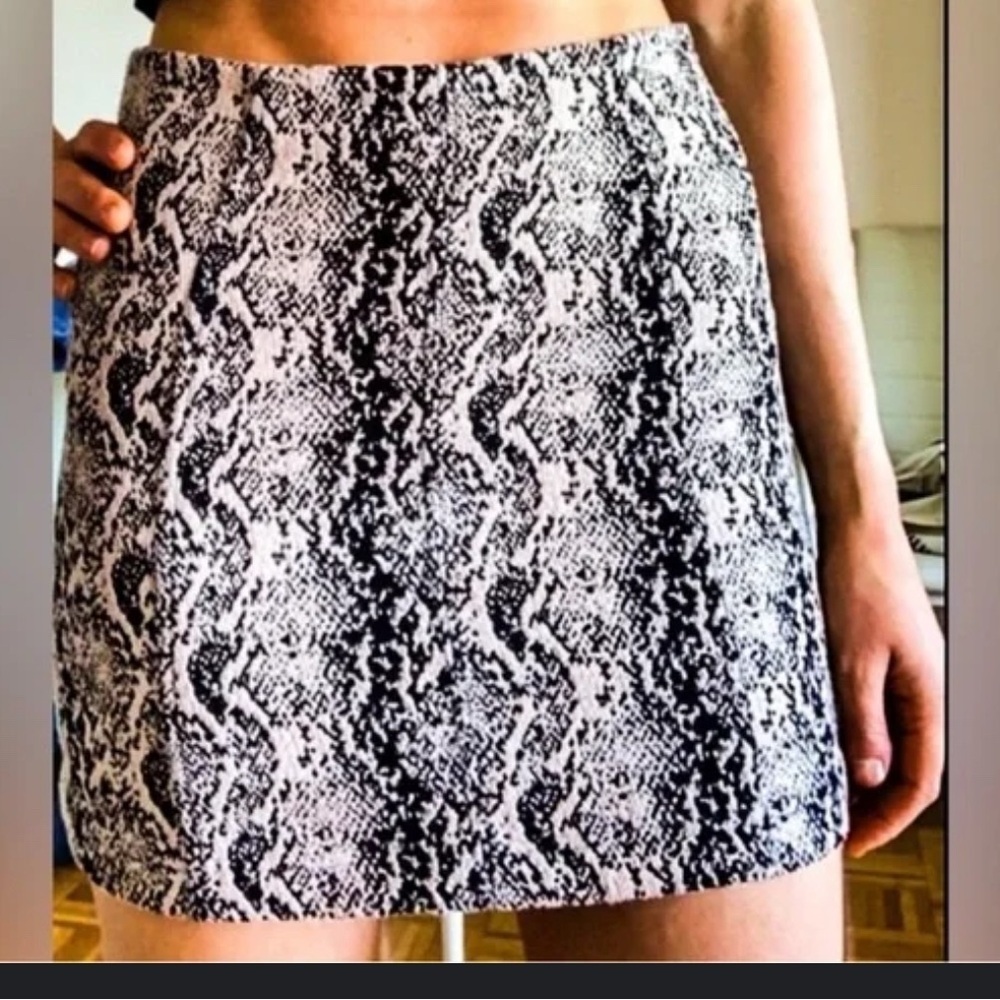 Free People Monochrome Snake Print Mini Skirt